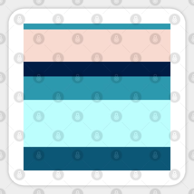 A delightful combination of Oxford Blue, Deep Sea Blue, Sea, Pale Cyan and Pale Pink stripes. Sticker by Sociable Stripes